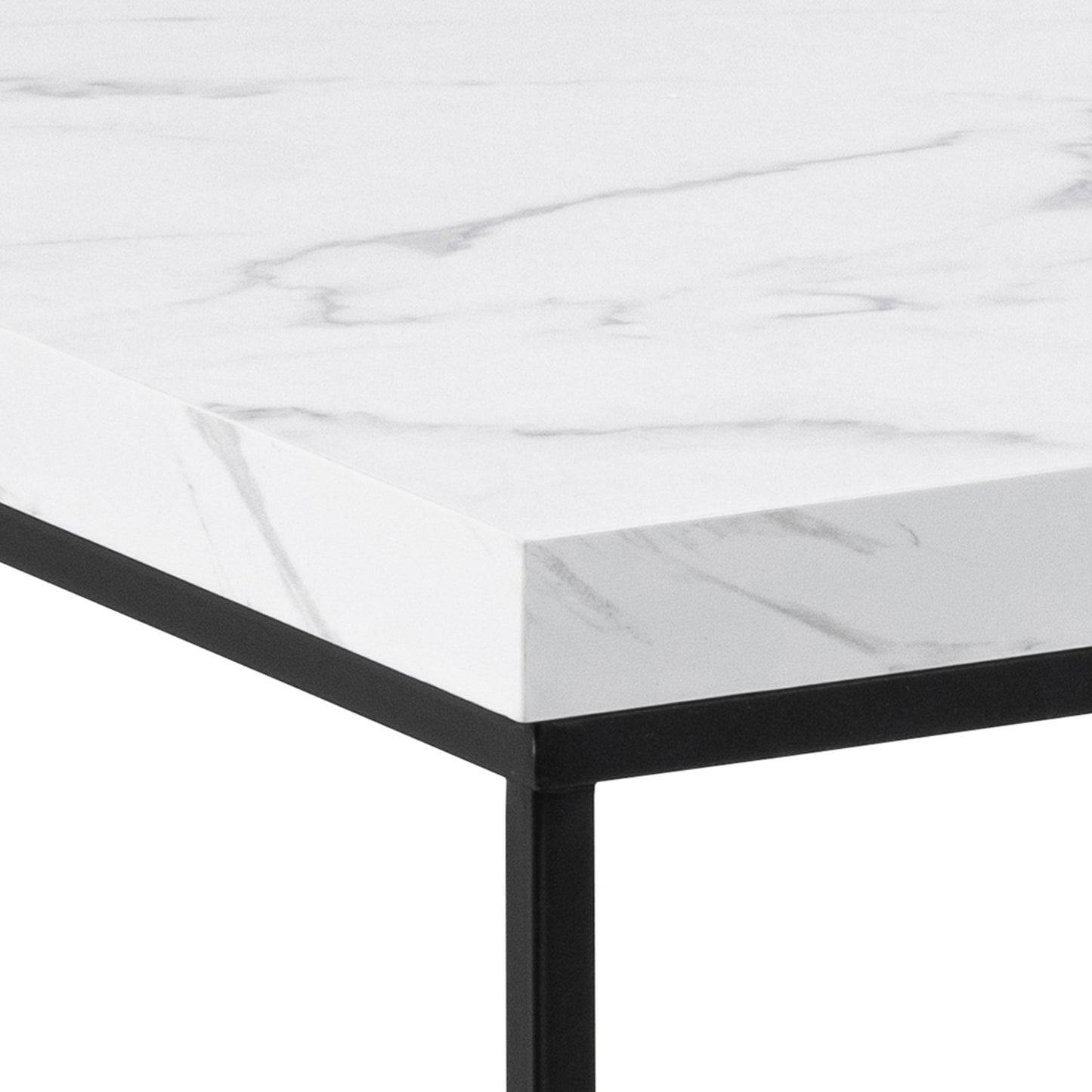 Barossa Coffee Table with White Marble Carrara Top & Black Steel Base 110x55x45cm