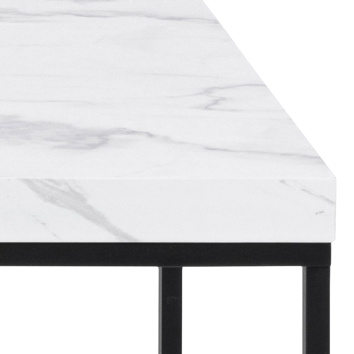 Barossa Coffee Table with White Marble Carrara Top & Black Steel Base 110x55x45cm