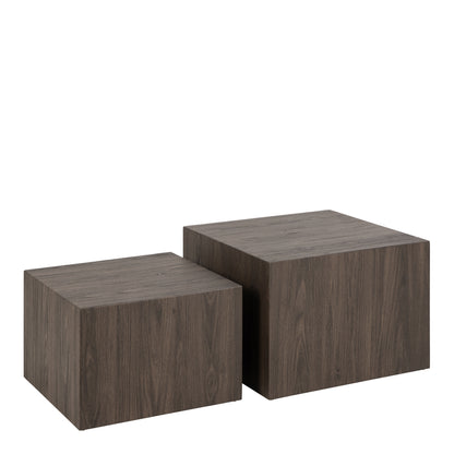 Dice Square Coffee Table Set in Smoked Ash