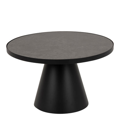 Soli Round Ceramic Coffee Table in Black 65.7x40cm