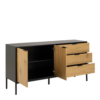 Seaford Sideboard with 2 Doors and 3 Drawers in Black