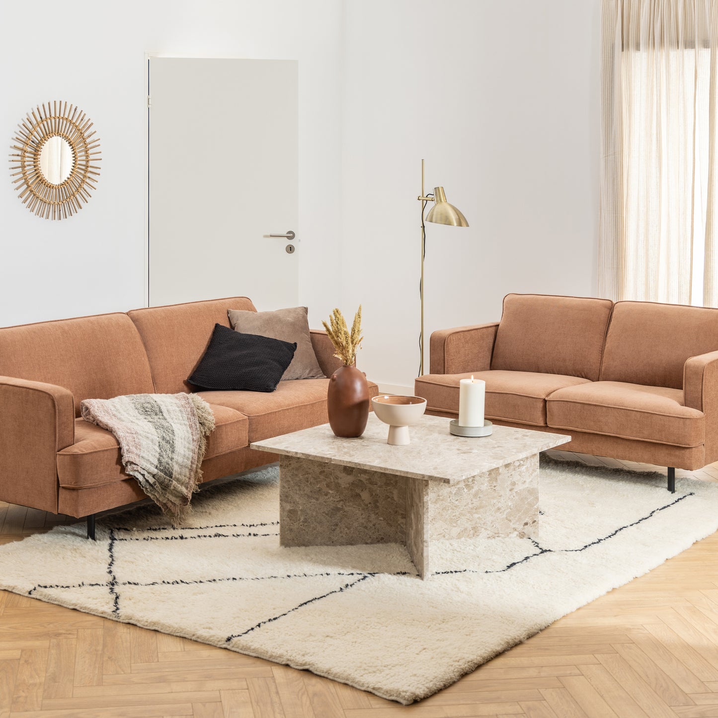 Vega Square Coffee Table in Brown Marble