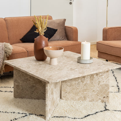 Vega Square Coffee Table in Brown Marble