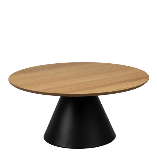 Soli Round Coffee Table in Oak/Black 85x40cm