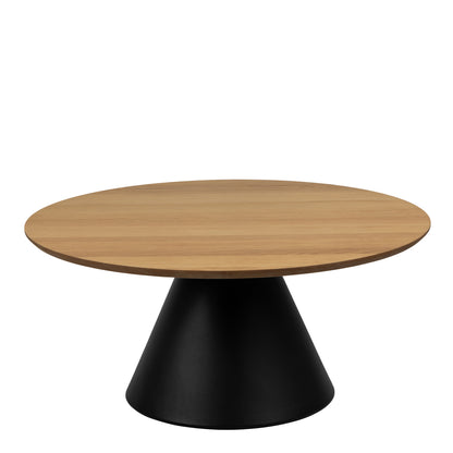 Soli Round Coffee Table in Oak/Black 85x40cm