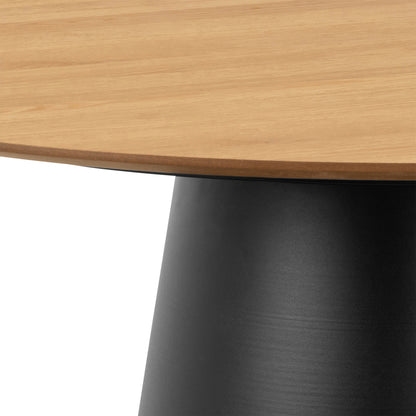 Soli Round Dining Table in Oak/Black 120x75cm