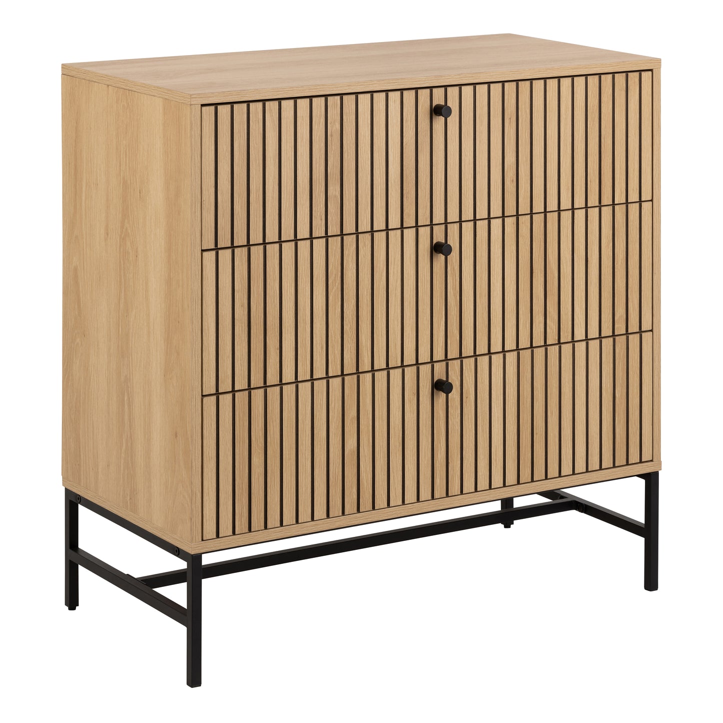 Albany Chest of 3 Drawers in Oak/Black Legs