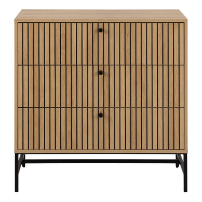 Albany Chest of 3 Drawers in Oak/Black Legs