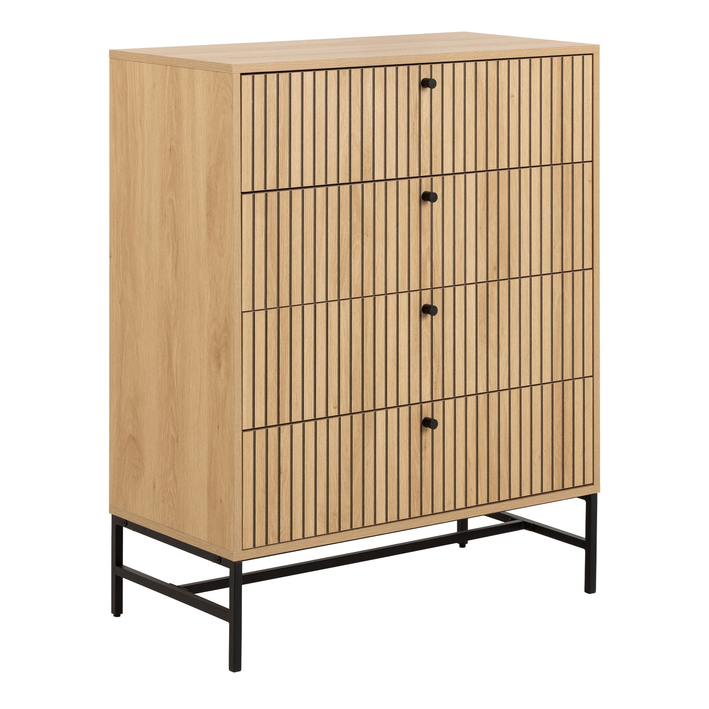 Albany Chest of 4 Drawers in Oak/Black Legs