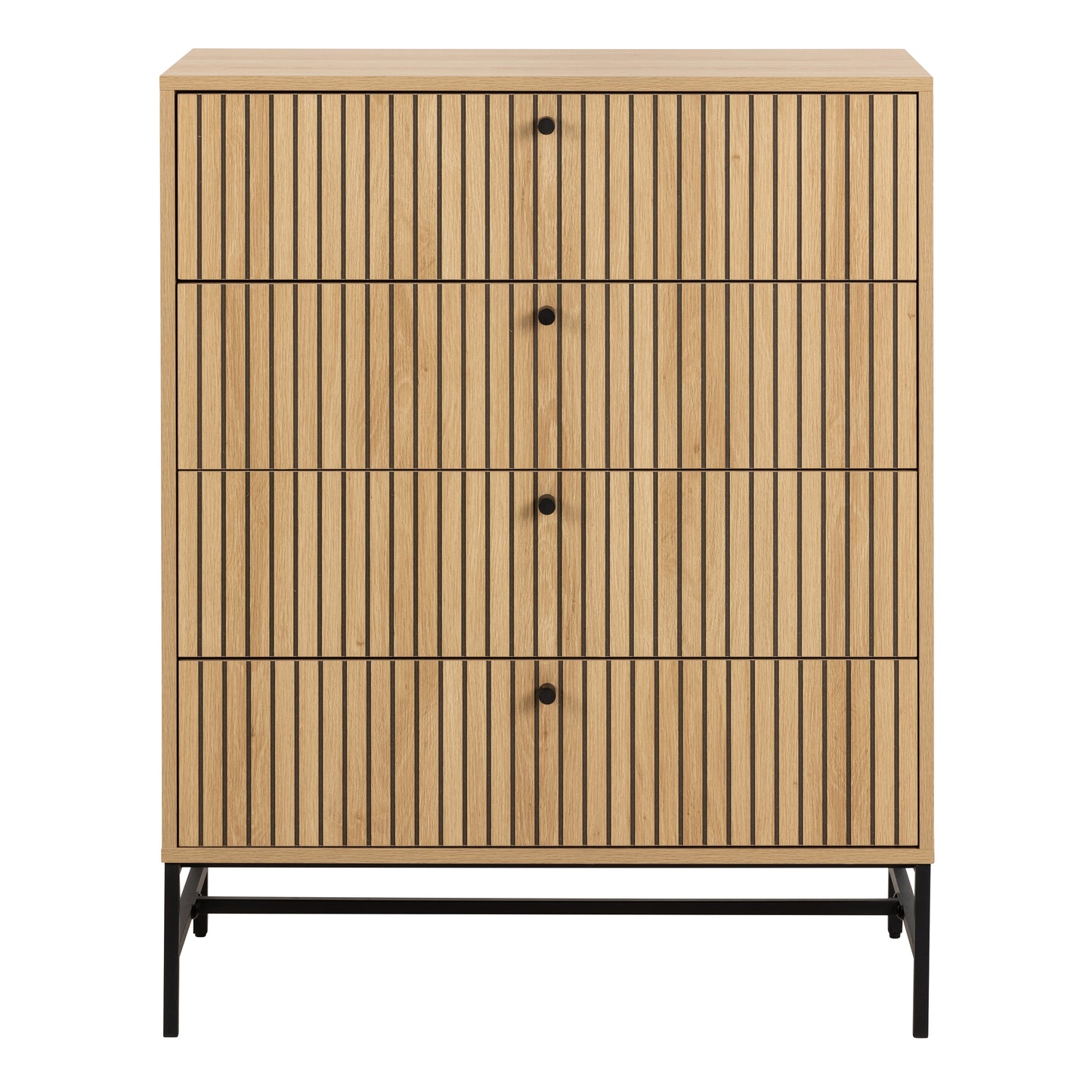 Albany Chest of 4 Drawers in Oak/Black Legs