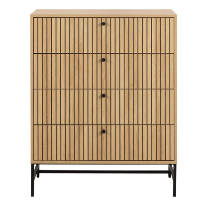 Albany Chest of 4 Drawers in Oak/Black Legs