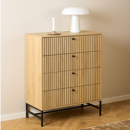 Albany Chest of 4 Drawers in Oak/Black Legs