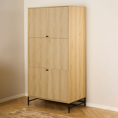 Albany Wardrobe 4 Doors in Black/Oak