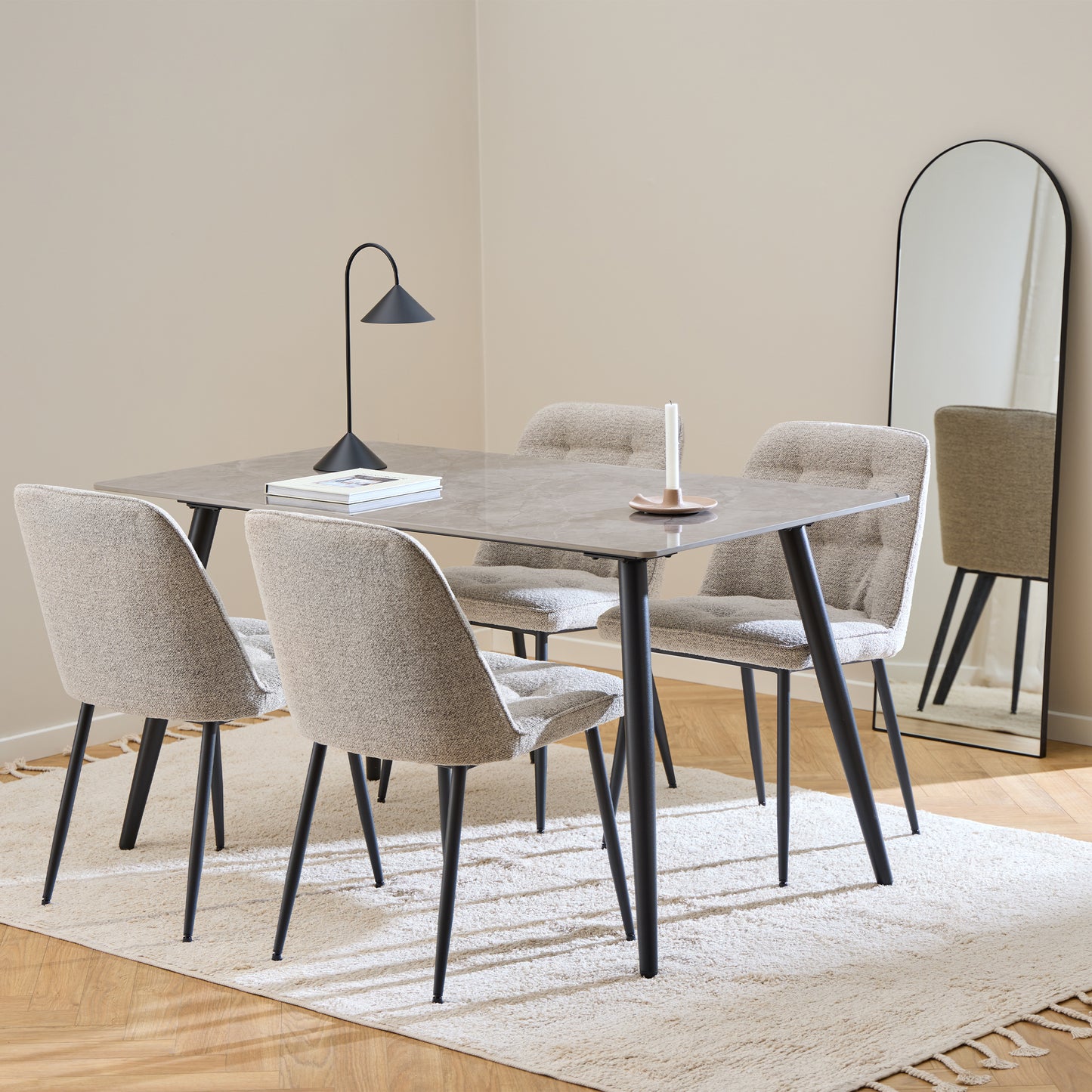 Wicklow Rectangular Dining Table in Grey/Black