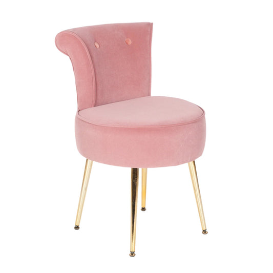 Pink Stool Bedroom Chair with Gold Legs