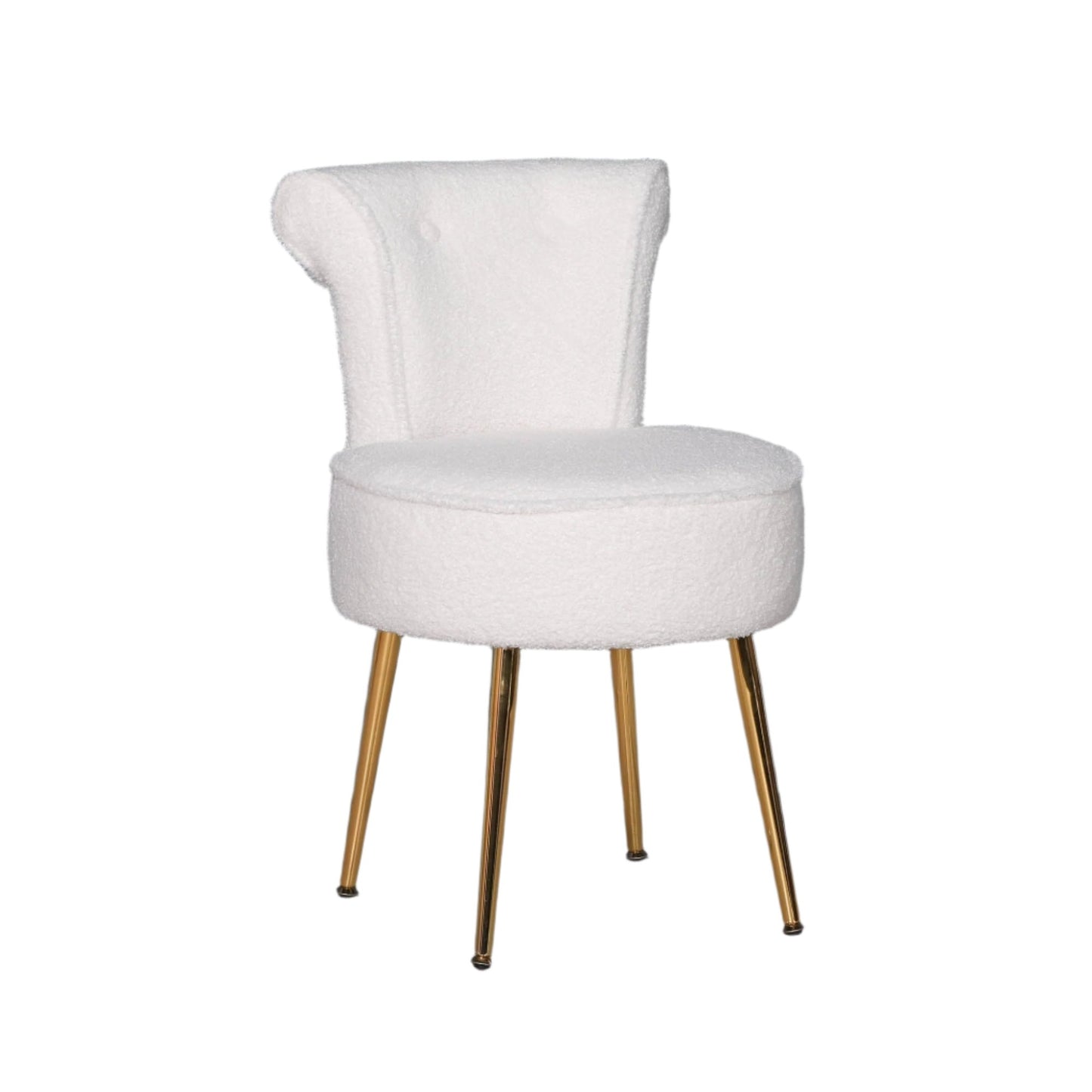 Boucle Stool Bedroom Chair with Gold Legs