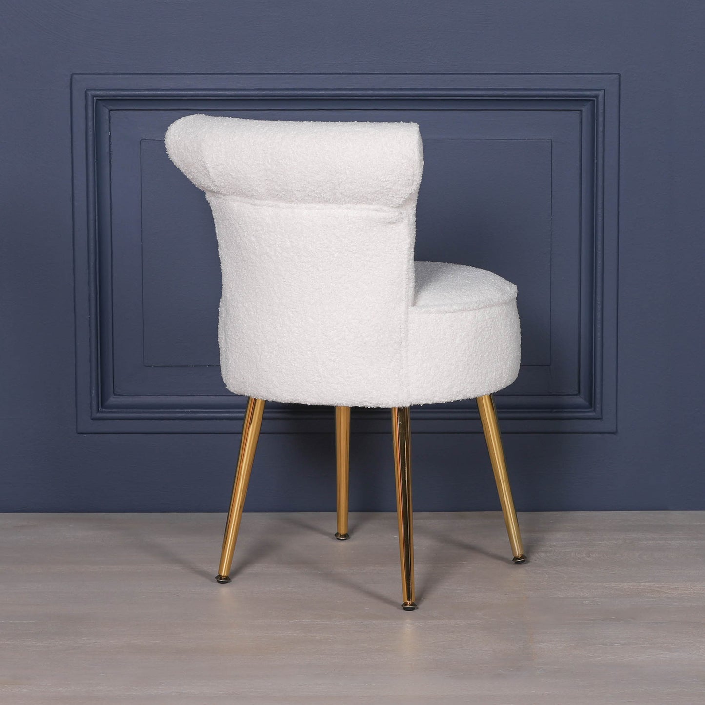 Boucle Stool Bedroom Chair with Gold Legs