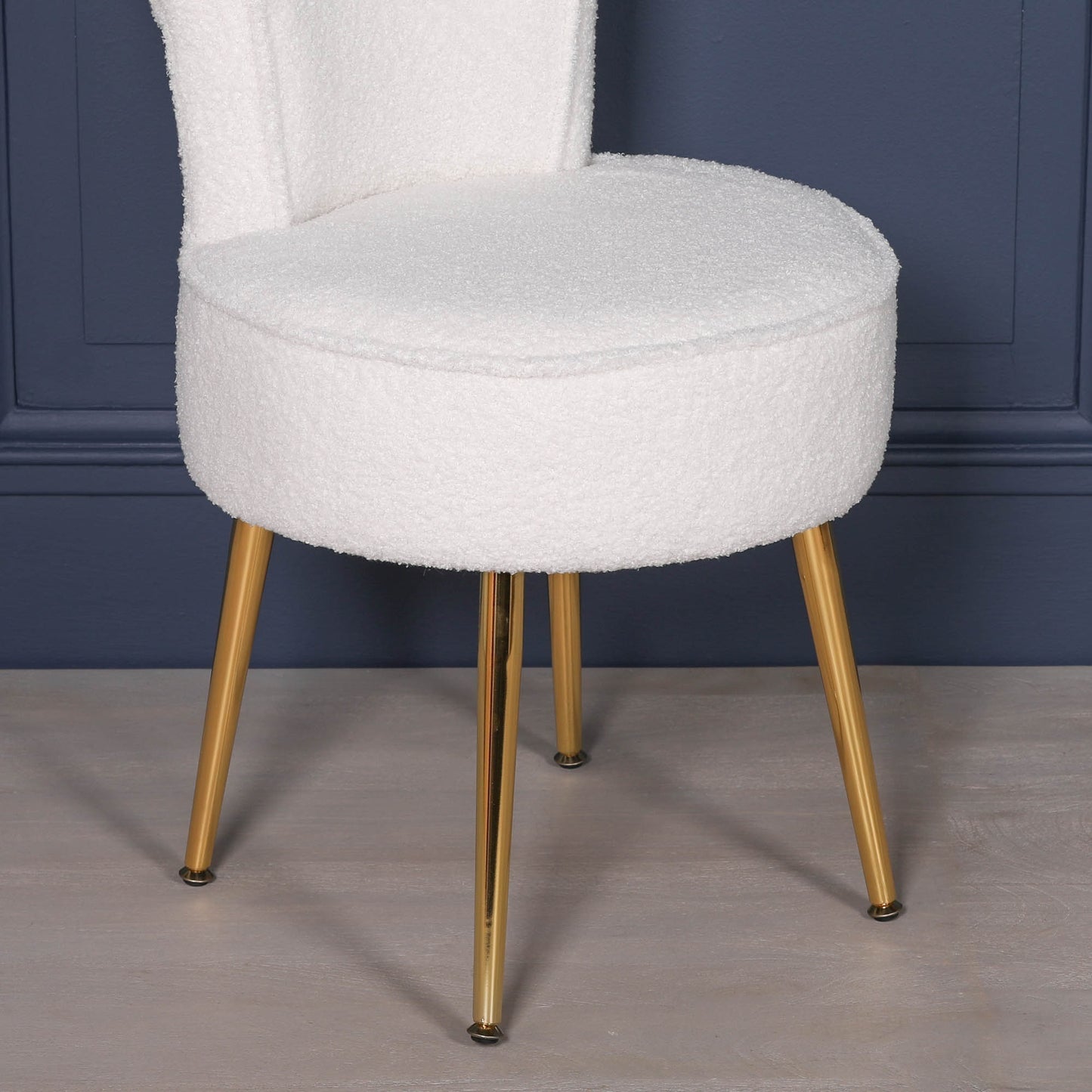 Boucle Stool Bedroom Chair with Gold Legs