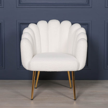 Boucle White Oyster Chair