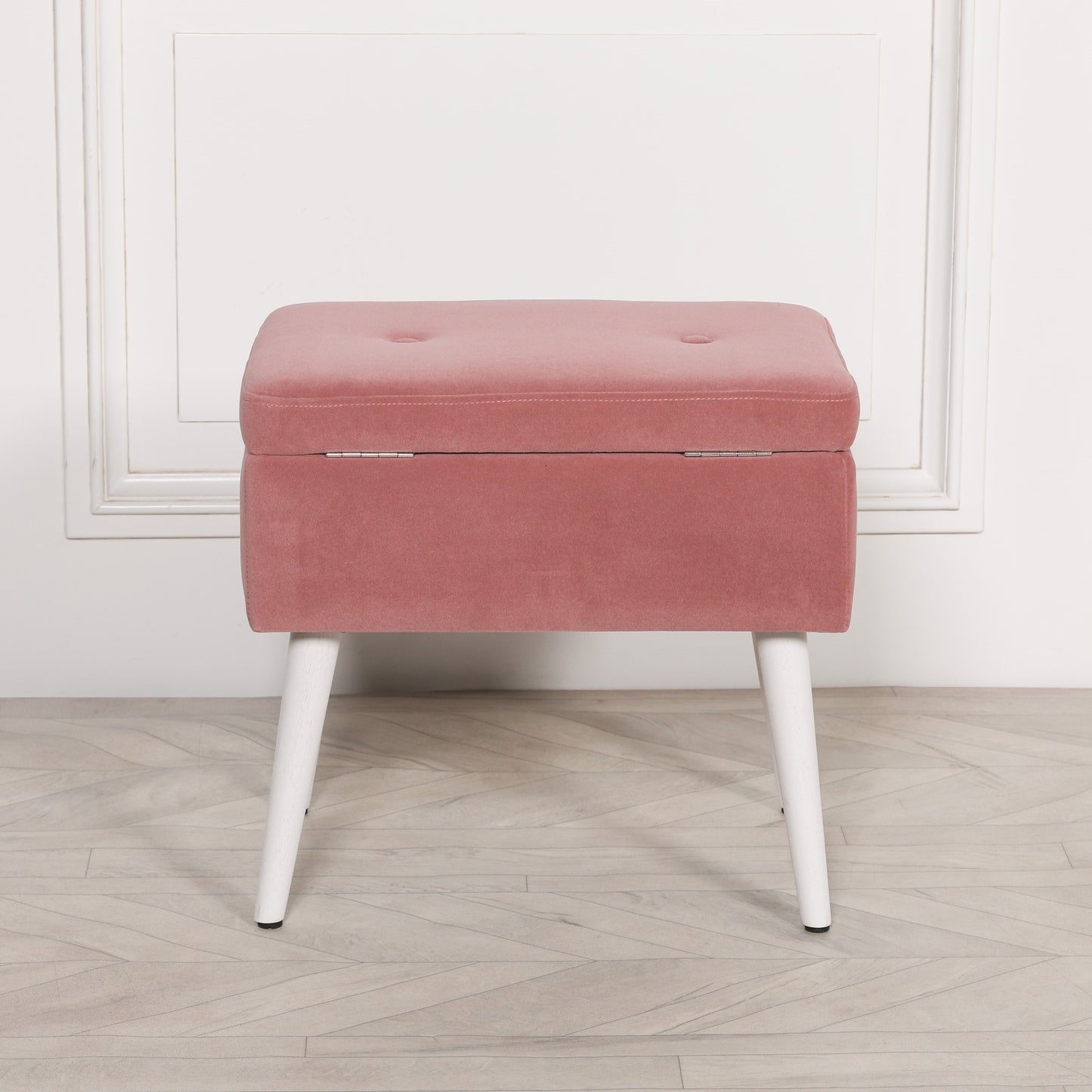 Pink Suitcase Stool with White Legs