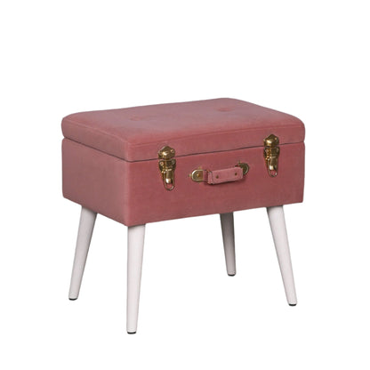 Pink Suitcase Stool with White Legs