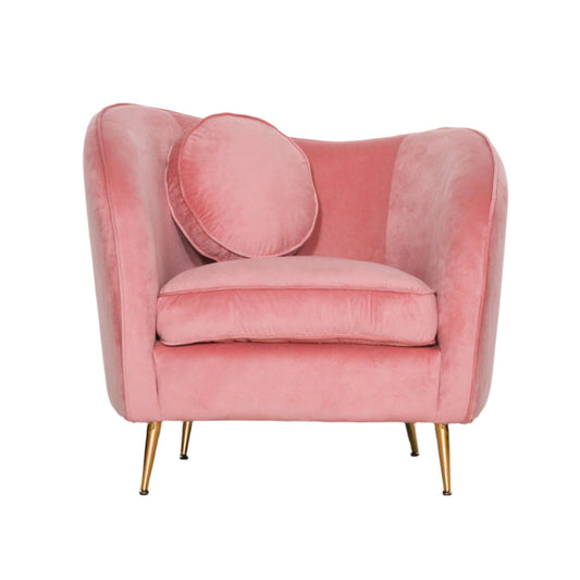 Pink Velvet Armchair with Cushion