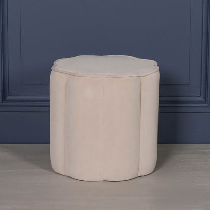 Natural Colour Velvet Round Stool