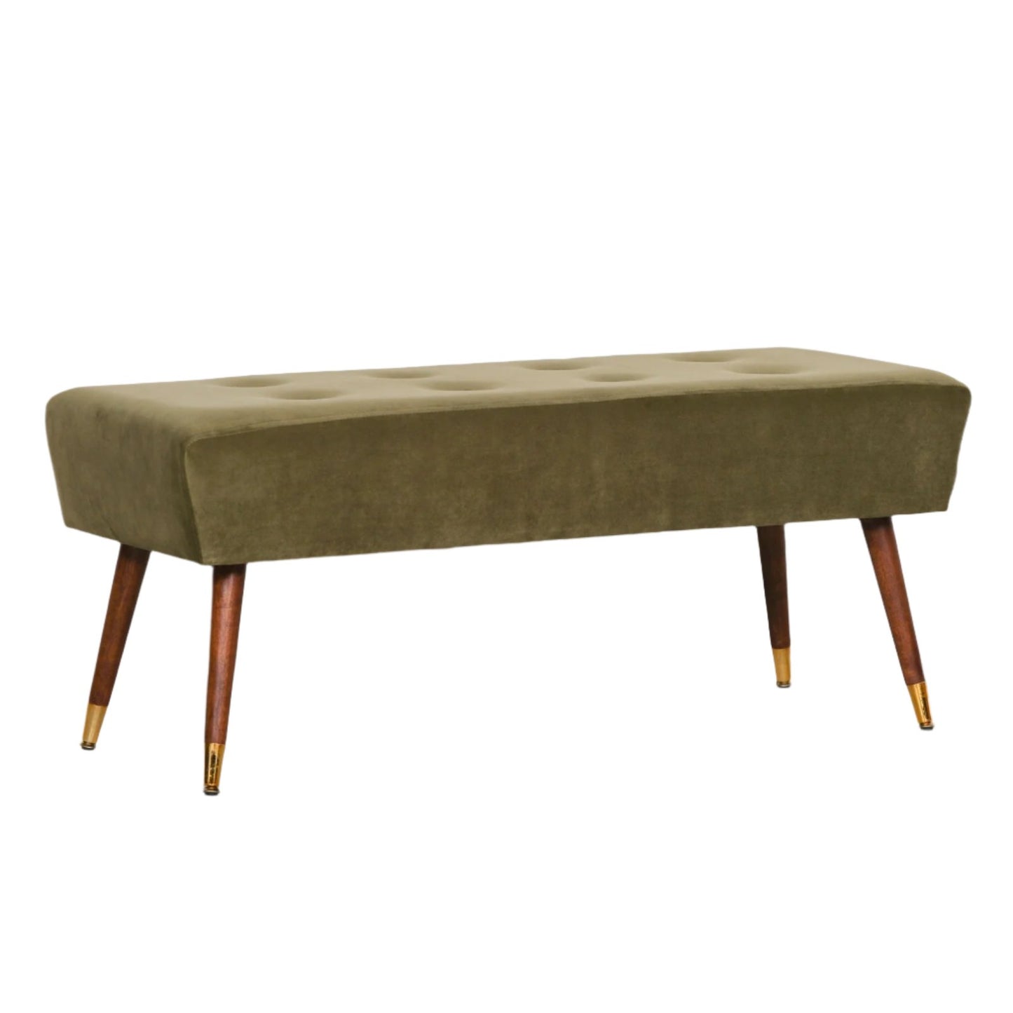 Olive Green Buttoned Ottoman Stool