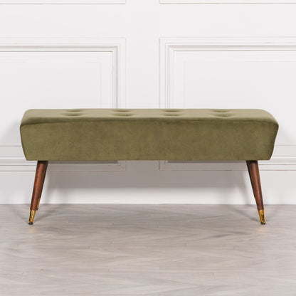 Olive Green Buttoned Ottoman Stool