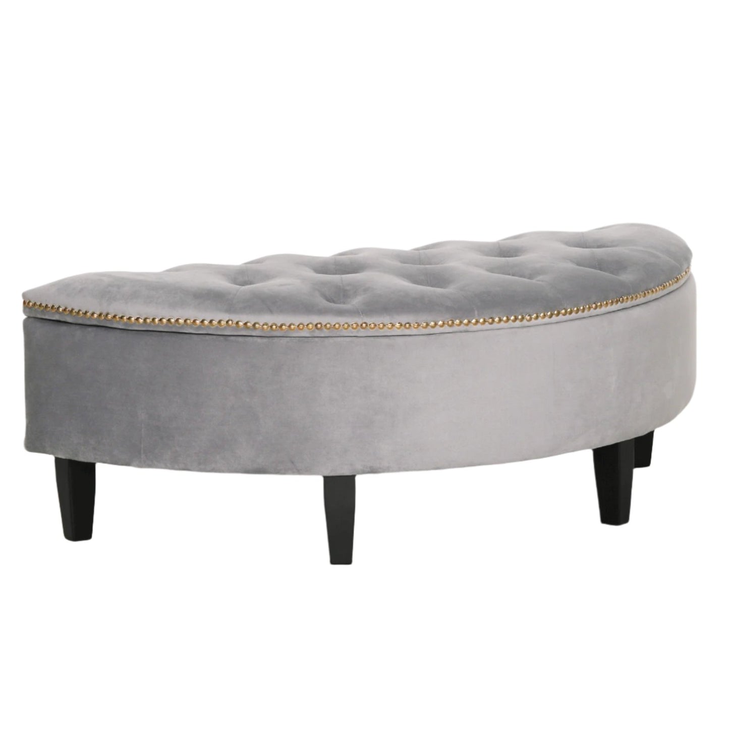 Grey Velvet Storage Pouf Ottoman