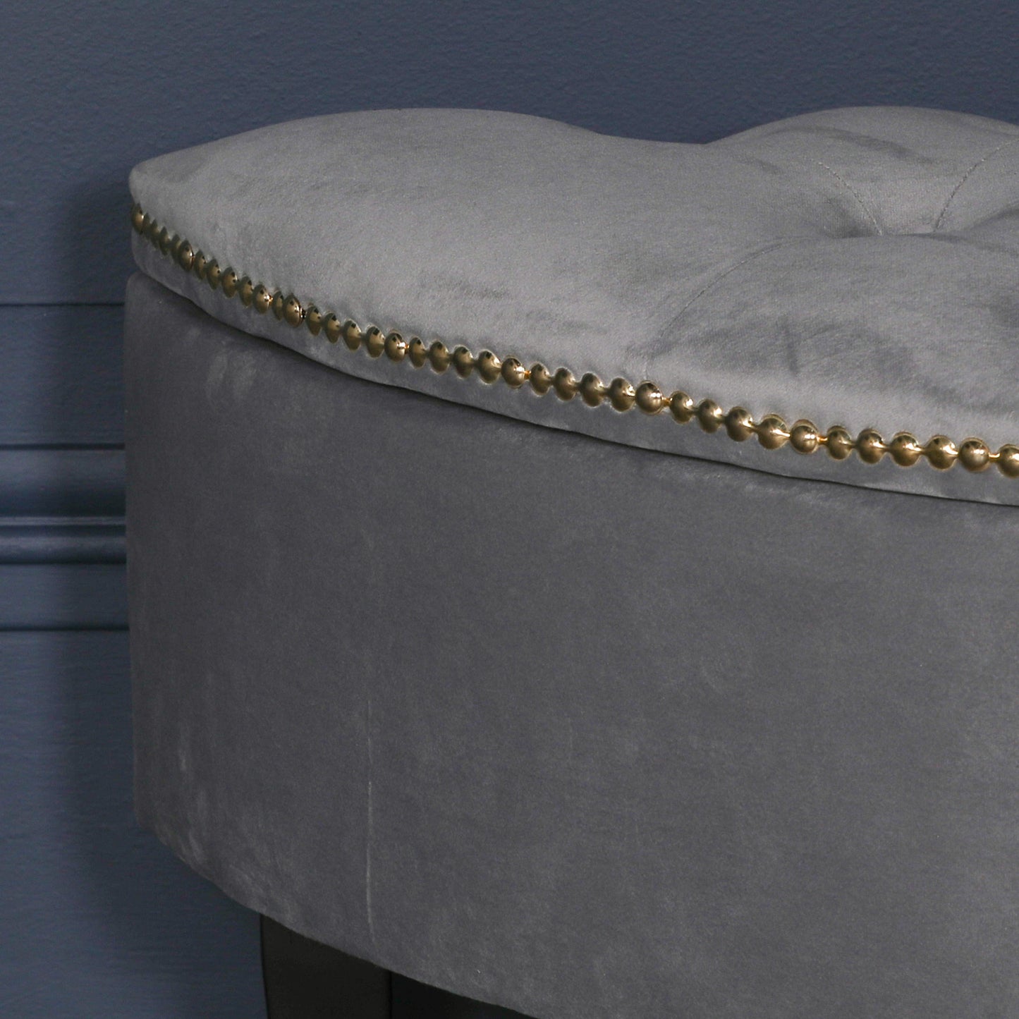 Grey Velvet Storage Pouf Ottoman