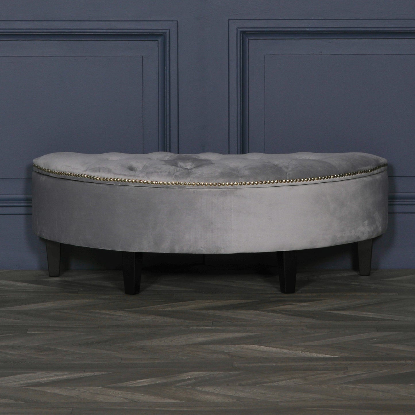 Grey Velvet Storage Pouf Ottoman