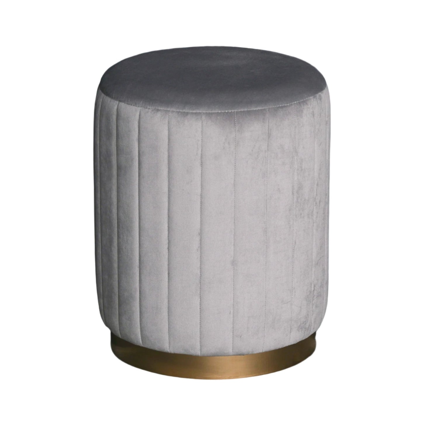 Grey Velvet Round Stool