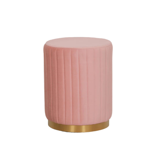 Pink Velvet Round Stool