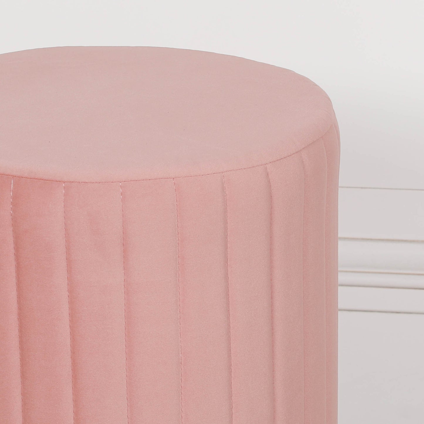 Pink Velvet Round Stool