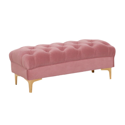 Pink Velvet Buttoned Ottoman Stool