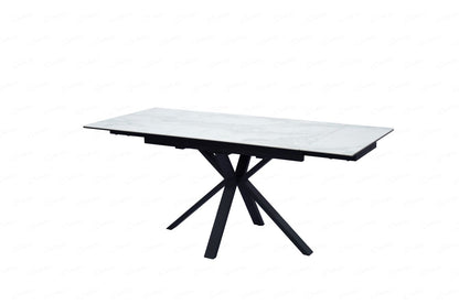 Amari Large Extending Table White Ceramic Marble