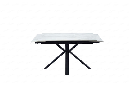 Amari Large Extending Table White Ceramic Marble