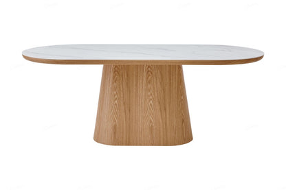 Bianca Oval Dining Table Beech & White Sintered Stone