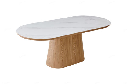 Bianca Oval Dining Table Beech & White Sintered Stone