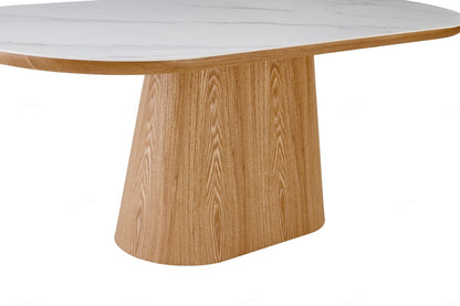 Bianca Oval Dining Table Beech & White Sintered Stone