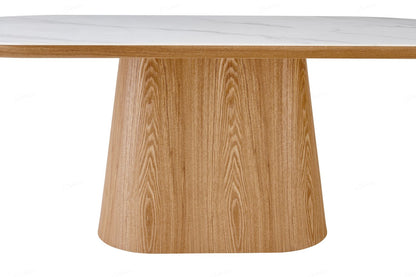 Bianca Oval Dining Table Beech & White Sintered Stone