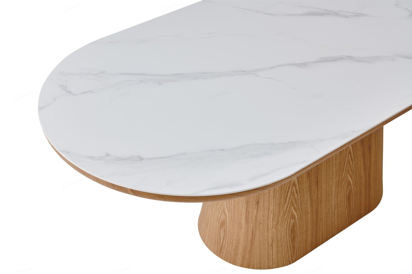 Bianca Oval Dining Table Beech & White Sintered Stone