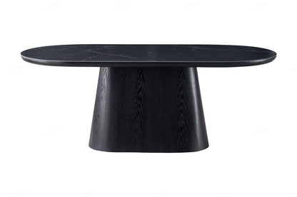 Bianca Oval Dining Table Black & Black Sintered Stone