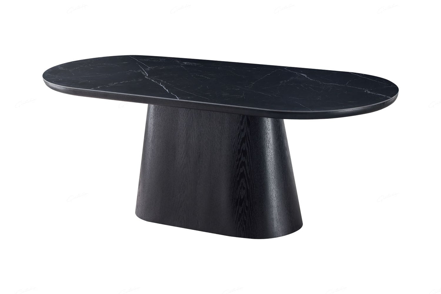 Bianca Oval Dining Table Black & Black Sintered Stone