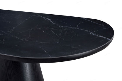 Bianca Oval Dining Table Black & Black Sintered Stone