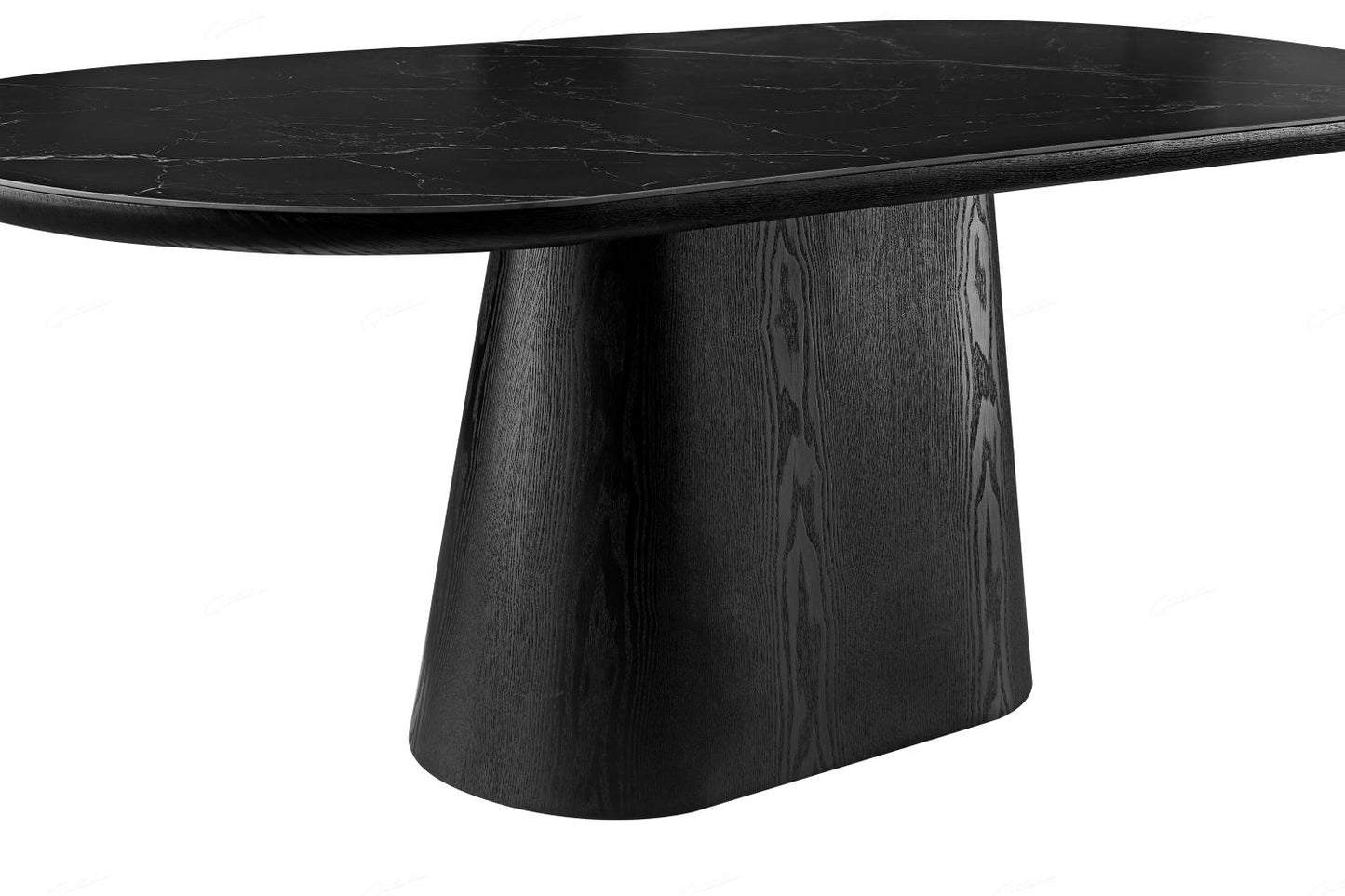 Bianca Oval Dining Table Black & Black Sintered Stone