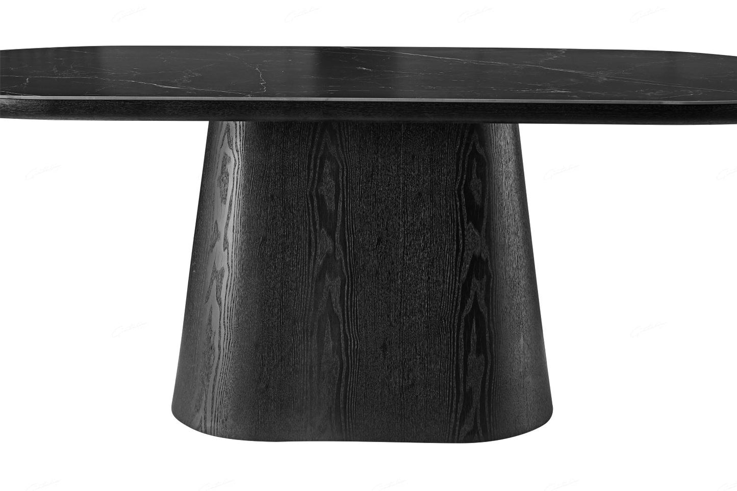 Bianca Oval Dining Table Black & Black Sintered Stone