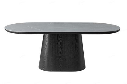 Bianca Oval Dining Table Black & Grey Sintered Stone