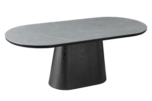 Bianca Oval Dining Table Black & Grey Sintered Stone